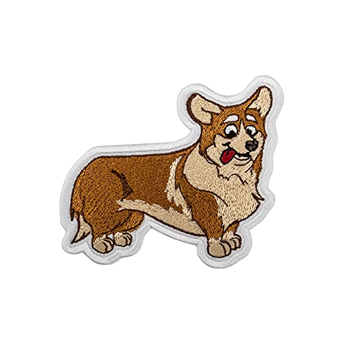 EMBROVERSE Pleased Corgi Patch – super süße bestickte Hunde-Patches – zum Aufbügeln – 9,1 x 7,9 cm von EMBROVERSE