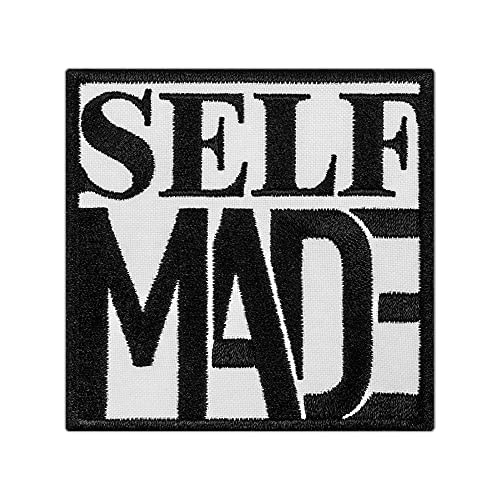 EMBROVERSE Self Made Black Patch - Inspirierendes Zitat - Bestickte Bügelbilder - Größe: 8,1 x 7,9 cm von EMBROVERSE