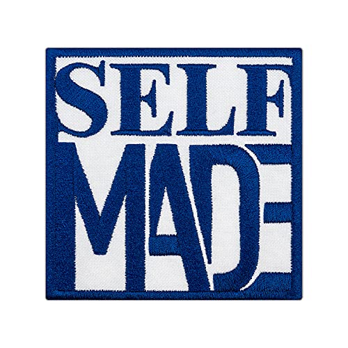 EMBROVERSE Self Made Blue Patch - Inspirierendes Zitat - Bestickte Aufnäher zum Aufbügeln - Größe: 8,1 x 7,9 cm von EMBROVERSE