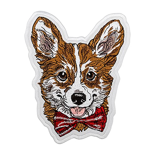 Embroverse Corgi Face Patch – super süße bestickte Hunde-Patches – zum Aufbügeln – 10,7 x 13,2 cm von EMBROVERSE