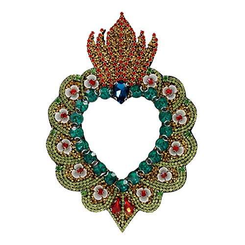 EMDO Flicken mit Perlen und Herzen, zum Aufnähen auf Kristall, mexikanisches Herz, dekoriert, zum Selbermachen, 1 Stück, Mehrfarbig von EMDO
