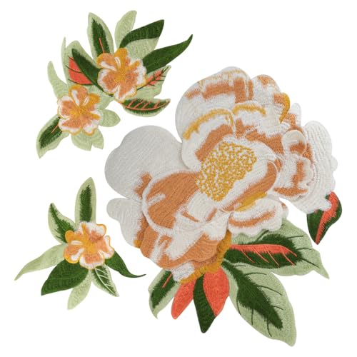 1 Set Pfingstrosen-Blumen-Stickerei-Flicken Stoff zum Aufnähen auf Applikationen Kostüm Kleid Kleidung Zubehör (A 1 Set) von EMDOMO