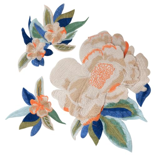 1 Set Pfingstrosen-Blumen-Stickerei-Flicken Stoff zum Aufnähen auf Applikationen Kostüm Kleid Kleidung Zubehör (B 1 Set) von EMDOMO