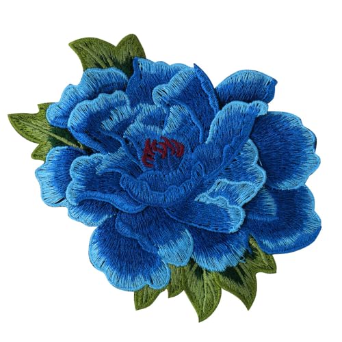 2 Stück 3D-Blumenapplikation Spitze Stickerei Stoff Patches Scrapbooking Abzeichen Nähen auf Kleidung dekoriert Handwerk Nähen T2618 (blau) von EMDOMO