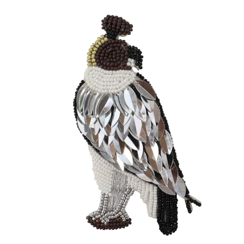2 x Pailletten-Aufnäher mit Adler-Abzeichen, handgefertigt, Vogelapplikation, zum Aufnähen auf Jeans, Jacken, Kleidung, Handtasche, Schuhe, Zubehör (Silber, 2 Stück) von EMDOMO