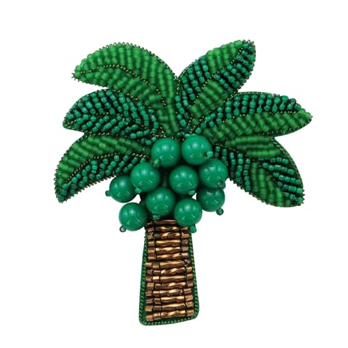 2 x Perlen mit Strand-Motiv, Dekoration, grüne Kokosnussbaum-Applikation, zum Aufnähen oder für Kleidung, Jacken, Jeans, Röcke, Rucksäcke (A 2 Stück) von EMDOMO