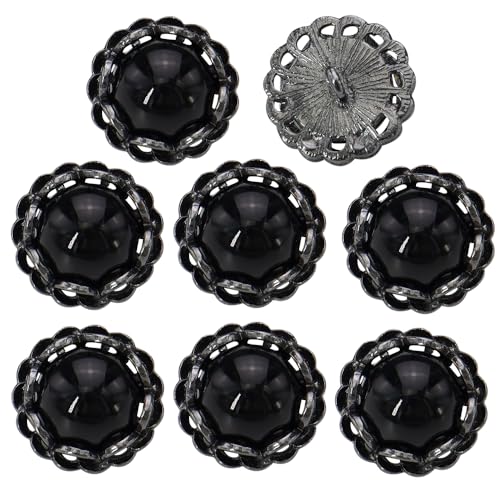 EMDOMO 20 mm Nähknöpfe, Schaft, runde Form, Metallknöpfe, Retro-Vintage-Knöpfe, Verzierungen für Mäntel, Bastelknöpfe, 10 Stück (schwarz) von EMDOMO