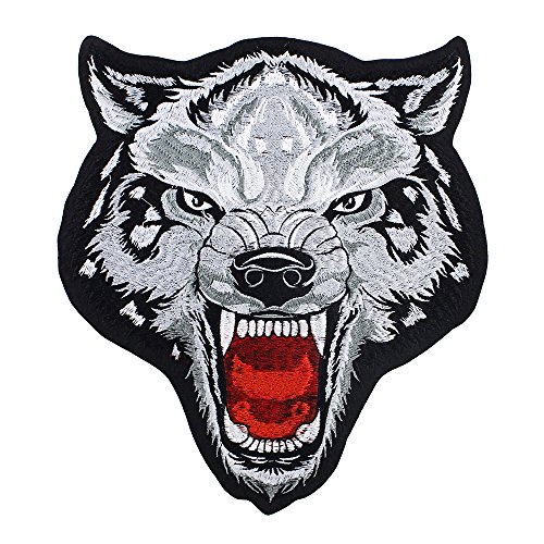 Aufbügelapplikation, Motiv: Großer Wolfskopf, Stickerei, Stoffaufnäher, für Scrapbooking, Kleidung, Nähzubehör Aufbügelapplikation, Motiv: Großer Wolfskopf, Stickerei, Stoffaufnäher, für Scrapbooking, Kleidung, Nähzubehör von EMDOMO