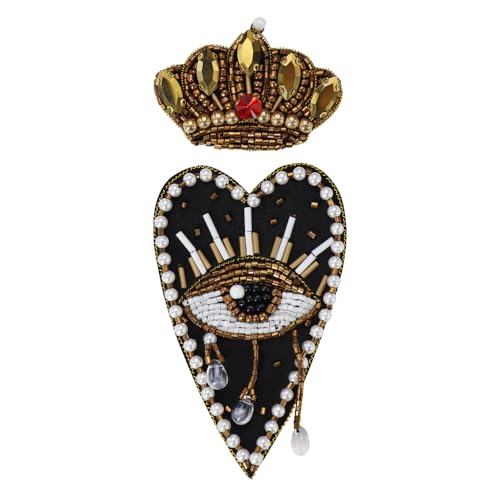 EMDOMO Aufnäher, Strass-Applikation, Herz, Krone, Aufnäher, Herz, Auge, zum Aufnähen, für Jeans, Jacken, Kleidung, Taschen, Kappen und Kunsthandwerk (B) von EMDOMO