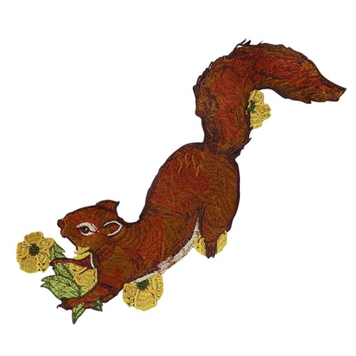 Aufnäher mit Eichhörnchen-Blumen-Aufnäher, Applikationen für Krawatte, Kleidung, Tasche, Abzeichen, Dekoration, Zubehör von EMDOMO