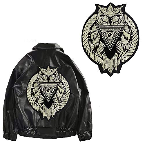 Aufnäher mit Eulenkopf-Motiv, für Motorrad/Biker, für T-Shirt, Kleidung, Dekoration, Stickerei, Applikation, zum Aufbügeln, 1 Stück Aufnäher mit Eulenkopf-Motiv, für Motorrad/Biker, für T-Shirt, Kleidung, Dekoration, Stickerei, Applikation, zum Aufbügeln, 1 Stück von EMDOMO
