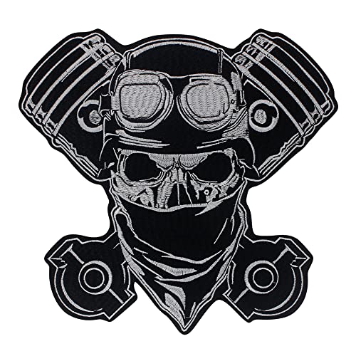 EMDOMO Aufnäher mit Helm, Totenkopf, Stickerei, Abzeichen für Kleidung, Punk, Jacke, Bügelbild, Zubehör EMDOMO Aufnäher mit Helm, Totenkopf, Stickerei, Abzeichen für Kleidung, Punk, Jacke, Bügelbild, Zubehör von EMDOMO