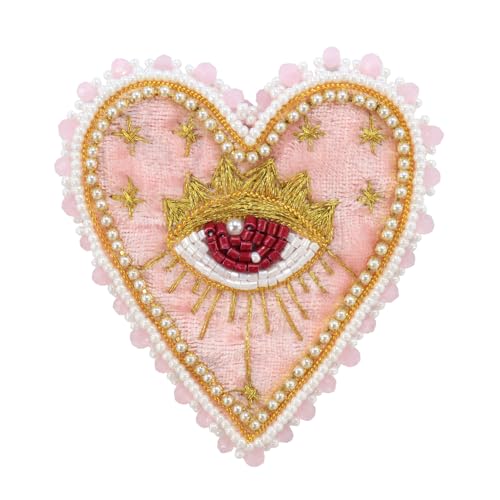 Aufnäher mit Herz-Perlen, Strass-Applikation, zum Aufnähen auf Kristall, für Kleidung, Jeans, Jacken, Handtaschen, Schuhe, DIY-Dekoration, 2 Stück (A 2 Stück) von EMDOMO
