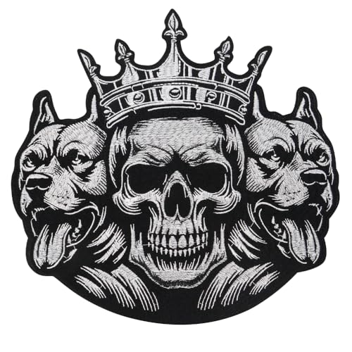 Aufnäher mit Krone und Totenkopf, bestickt, zum Aufbügeln, für Kleidung, Zubehör (B / Weiß, 1 Stück) von EMDOMO