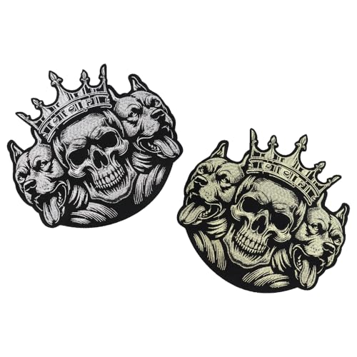 Aufnäher mit Krone und Totenkopf, bestickt, zum Aufbügeln, für Kleidung, Zubehör (C Mix 2 Stück) von EMDOMO
