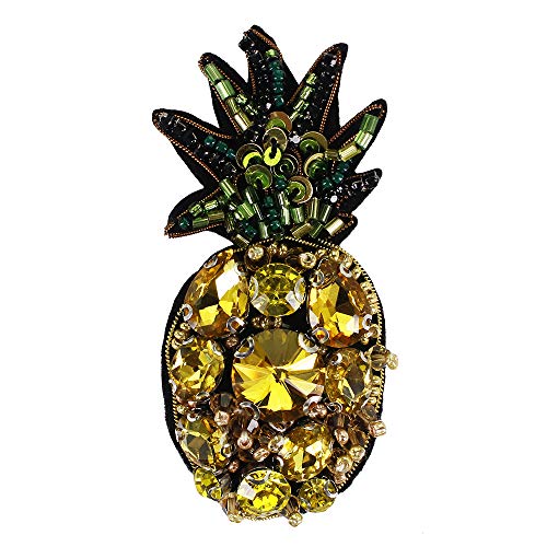 Aufnäher mit Obstperlen, Ananas, handgefertigte Perlenapplikationen für Kleid, Hut, Jeans, DIY-Dekoration, 2 Stück (C 2 Stück) von EMDOMO