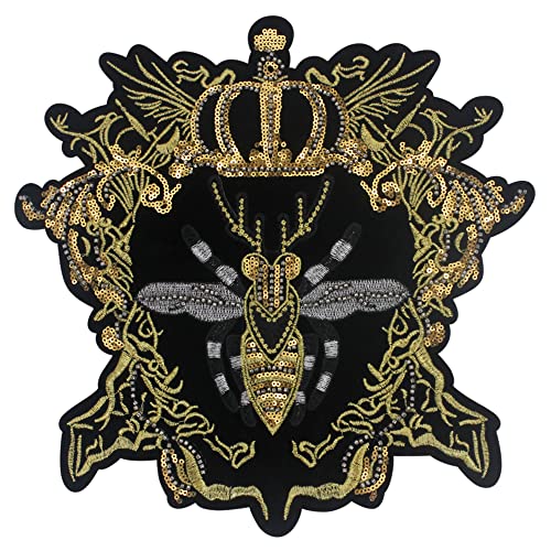 Aufnäher mit Pailletten, Bienenkrone, bestickt, für Kleidung, Kleid, Hosen, Abzeichen, Dekoration, DIY, Handwerk, peinliche Applikation Aufnäher mit Pailletten, Bienenkrone, bestickt, für Kleidung, Kleid, Hosen, Abzeichen, Dekoration, DIY, Handwerk, peinliche Applikation von EMDOMO
