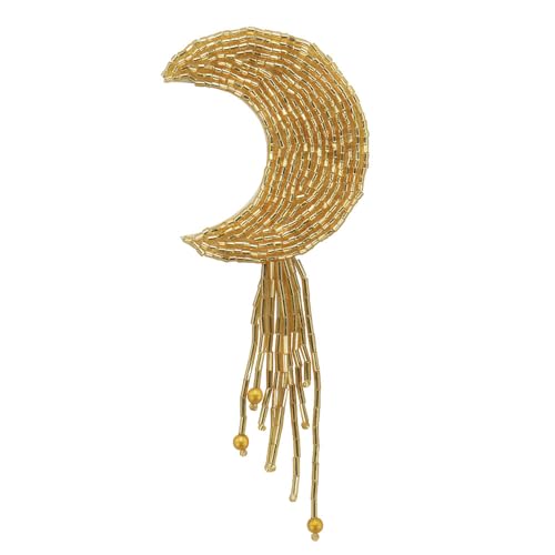 Aufnäher mit Perlen, Strass, Mond, Stern, Wolke, zum Selbermachen, Reparatur für Kleidung, Hüte, Taschen, Quasten, Verzierung, 2 Stück (E 2 Stück) von EMDOMO