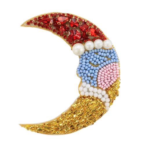 Aufnäher mit Perlen, Strass, Mond, Stern, Wolke, zum Selbermachen, Reparatur für Kleidung, Hüte, Taschen, Quasten, Verzierung, 2 Stück (G 2 Stück) von EMDOMO