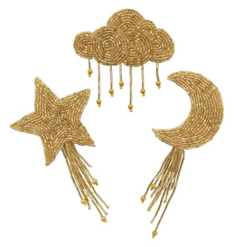 Aufnäher mit Strasssteinen, Mond, Stern, Wolken, Flicken zum Selbermachen, Reparatur für Kleidung, Hüte, Taschen, Quasten, Verzierung, 2 Stück (I Mix 3 Stück) von EMDOMO