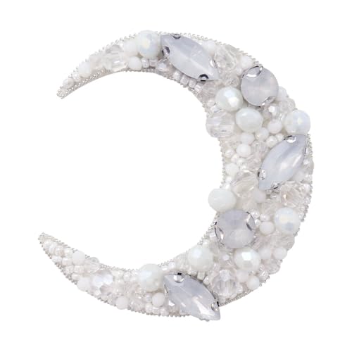 Aufnäher mit Strasssteinen, Mond, Stern, Wolken, zum Selbermachen, Reparatur für Kleidung, Hüte, Taschen, Quasten, Verzierung, 2 Stück (A 2 Stück) von EMDOMO