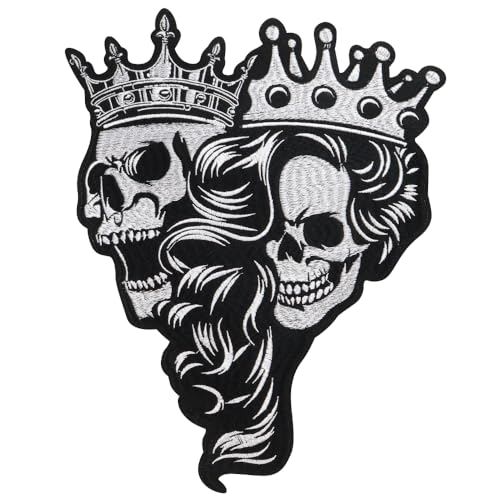 Aufnäher mit Totenkopf-Motiv, bestickt, Skelett, Frau und Mann, zum Aufbügeln für Kleidung, Jeans, Jacke, Dekoration, Zubehör von EMDOMO