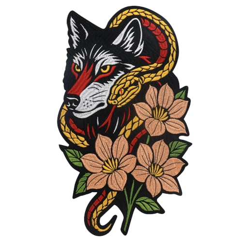 Aufnäher zum Aufbügeln, Motiv: Roaring Tiger zum Aufbügeln, für Rucksack, Applikation, bestickt, blühende Blume, Schlange, Wolf für Reparatur, Jacke, Jeans, (B 1 Stück) von EMDOMO