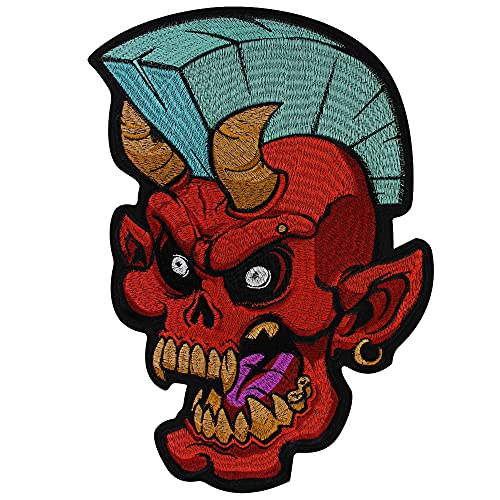 Aufnäher zum Aufbügeln, Punk, Totenkopf, bestickt, für Kleidung, dekorativ, Zubehör Aufnäher zum Aufbügeln, Punk, Totenkopf, bestickt, für Kleidung, dekorativ, Zubehör von EMDOMO
