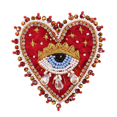 Augen-Herz-Aufnäher, Strass-Applikation, zum Aufnähen auf Kristall, für Kleidung, Jeans, Jacken, Handtaschen, Schuhe, DIY-Dekoration, 2 Stück (E 2 Stück) von EMDOMO