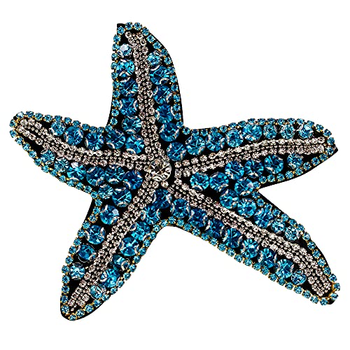 Beaded Crystal Sea Star Flicken, handgefertigt, zum Aufnähen, dekorative Applikation, 2 Stück (blau) von EMDOMO
