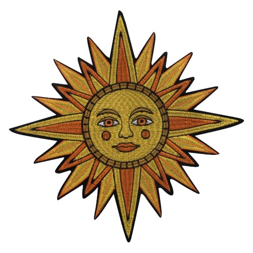 Bestickte Applikation Sonne und Mond Aufnäher Bügelbild Emblem für Kleidung, Jacken, T-Shirts, Rucksäcke, Zubehör (B 1 Stück) von EMDOMO