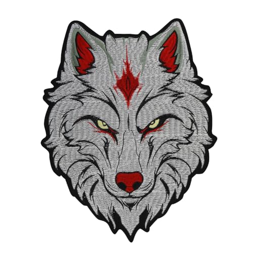 Bestickter Wolf-Aufnäher zum Aufbügeln, Motiv: Wolfsjacke, Weste, Dekoration, Emblem, Tier, Wolf, Abzeichen, Bekleid Bestickter Wolf-Aufnäher zum Aufbügeln, Motiv: Wolfsjacke, Weste, Dekoration, Emblem, Tier, Wolf, Abzeichen, Bekleid von EMDOMO