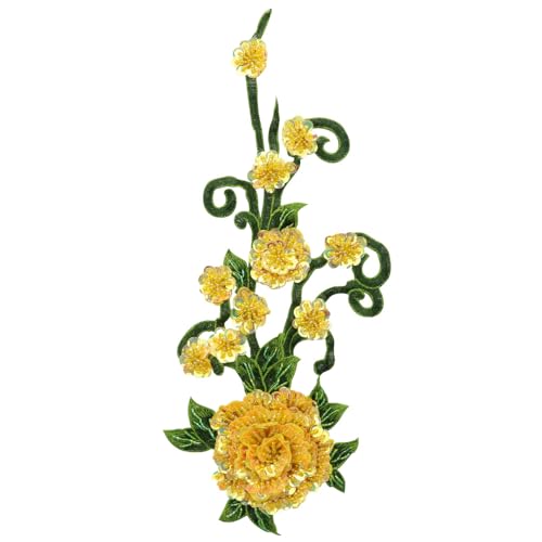 Blumenstickerei Blumenaufnäher mit Pailletten-Perlenapplikation zum Aufnähen auf Kleidung Hochzeitskleid Stoff DIY Dekoration (B) von EMDOMO