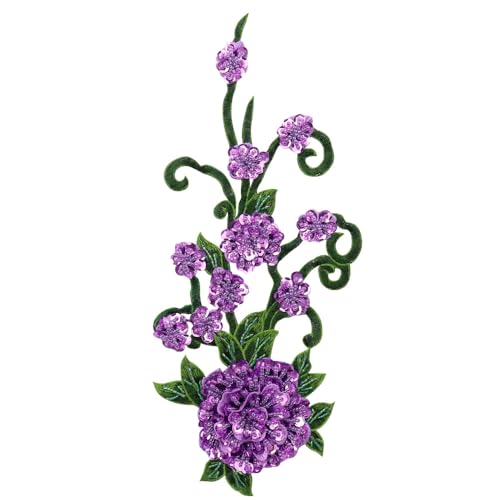 Blumenstickerei Blumenaufnäher mit Pailletten-Perlenapplikation zum Aufnähen auf Kleidung Hochzeitskleid Stoff DIY Dekoration (C) von EMDOMO
