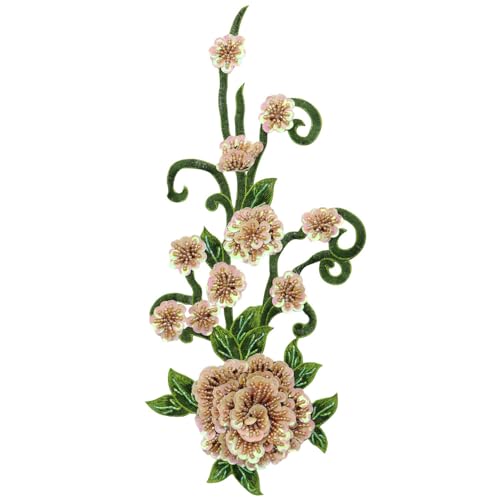 Blumenstickerei Blumenaufnäher mit Pailletten-Perlenapplikation zum Aufnähen für Kleidung, Hochzeitskleid, Stoff, DIY-Dekoration (A) von EMDOMO