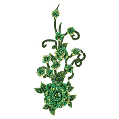 Blumenstickerei Blumenflicken mit Pailletten-Perlenapplikation zum Aufnähen für Kleidung, Hochzeitskleid, Stoff, DIY-Dekoration (E) von EMDOMO