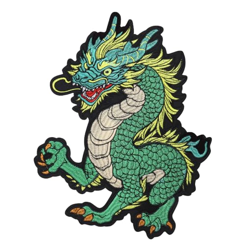 Drachen-Stickerei, bestickt, zum Aufbügeln, Drache, Tier, Cartoon-Aufkleber, Jacke, Polo, T-Shirt, Mütze, Rucksäcke, Abzeichen, Emblem, Zubehör von EMDOMO