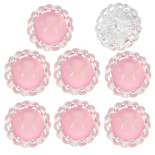 EMDOMO 20 mm Nähknöpfe, Schaft, runde Form, Metallknöpfe, Retro-Vintage-Knöpfe, Verzierungen für Mäntel, Bastelknöpfe, 10 Stück (rosa) von EMDOMO