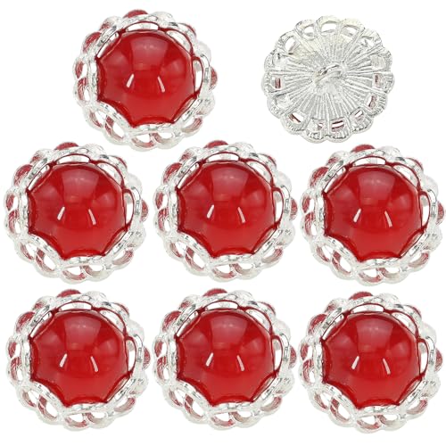 EMDOMO 20 mm Nähknöpfe, Schaft, runde Form, Metallknöpfe, Retro-Vintage-Knöpfe, Verzierungen für Mäntel, Bastelknöpfe, 10 Stück (rot) von EMDOMO