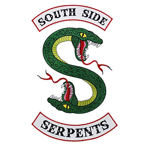 EMDOMO Aufnäher, Motiv: grüne Schlange Southside Serpents Buchstaben, zum Aufbügeln auf T-Shirt, Tasche, Kleidung, Jacke, Stickerei, 1 Set von EMDOMO