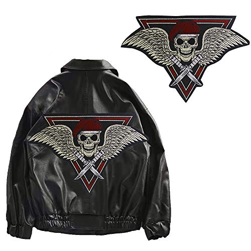 EMDOMO Punk Totenkopf Flügel Messer Stickerei Patches Eisen auf Kleidung Biker Motorrad Applique Abzeichen EMDOMO Punk Totenkopf Flügel Messer Stickerei Patches Eisen auf Kleidung Biker Motorrad Applique Abzeichen von EMDOMO