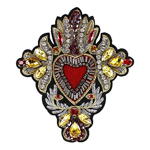 Aufnäher, Strasssteine, rote Herzen, Strasssteine, Stickerei, Applikation, zum Aufnähen, für Kleidung, Basteln, 2 Stück Aufnäher, Strasssteine, rote Herzen, Strasssteine, Stickerei, Applikation, zum Aufnähen, für Kleidung, Basteln, 2 Stück von EMDOMO