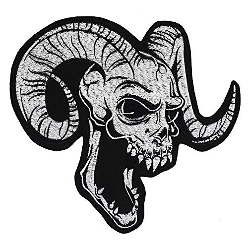 EMDOMO Aufnäher mit Schaf- und Totenkopf-Design, zum Aufbügeln, für Punk-Rock-Kleidung, Biker-Jacke, Stickerei, 1 Stück von EMDOMO