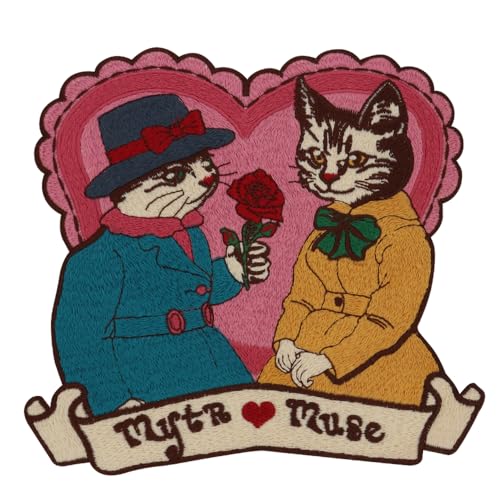 EMDOMO Aufnäher zum Aufnähen, niedlicher Mond, Katze, bestickt, Herz, Katze, Rose, Blume, Abzeichen, Kaninchen, Vogel, Applikation, Reparaturkleidung, Zubehör (A) von EMDOMO