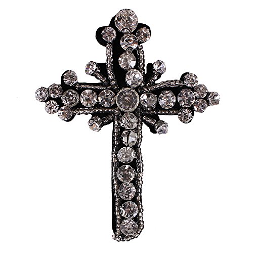EMDOMO Exquisite Kristall-Strass-Kreuz-Abzeichen für Kleidung, dekoratives Aufnähen, Perlenapplikation, DIY, Kleidung, 5 Stück von EMDOMO