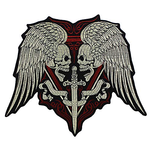 Große Stickerei Totenkopf Flügel Schwert Patches zum Aufbügeln auf Motorrad Biker Abzeichen Weste Jacke Rücken Applikation 1 Stück Große Stickerei Totenkopf Flügel Schwert Patches zum Aufbügeln auf Motorrad Biker Abzeichen Weste Jacke Rücken Applikation 1 Stück von EMDOMO