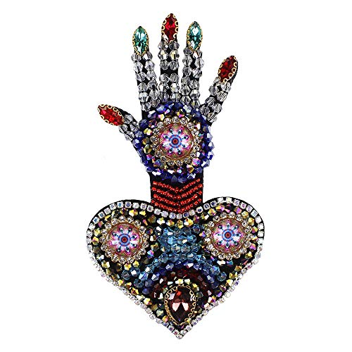 EMDOMO Handaufnäher mit Perlenherz, handgefertigt, für Broschen, Kleidung, dekoriert, zum Nähen, 2 Stück von EMDOMO