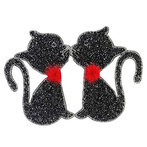 EMDOMO Hotfix-Aufnäher mit Strass-Katzen-Motiv, zum Aufbügeln, 1 Paar EMDOMO Hotfix-Aufnäher mit Strass-Katzen-Motiv, zum Aufbügeln, 1 Paar von EMDOMO