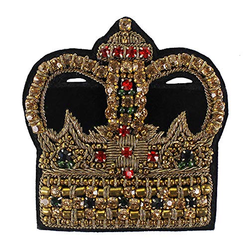 EMDOMO Indische Krone aus Seide mit Perlen und Kristallverzierung, Vintage-Stil, bestickt, zum Nähen, 1 Stück von EMDOMO