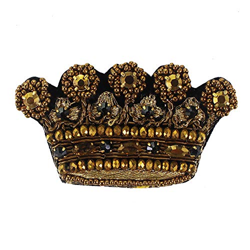 EMDOMO Indische Seide Gold Krone Perlen Kristall Abzeichen für T-Shirt-Kleidung Dekoriert Flicken 1 Stück von EMDOMO